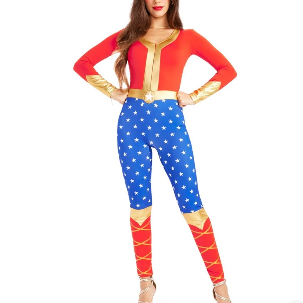 Tipsy Elves Red, Blue & Gold Star-Print Ankle Jumpsuit